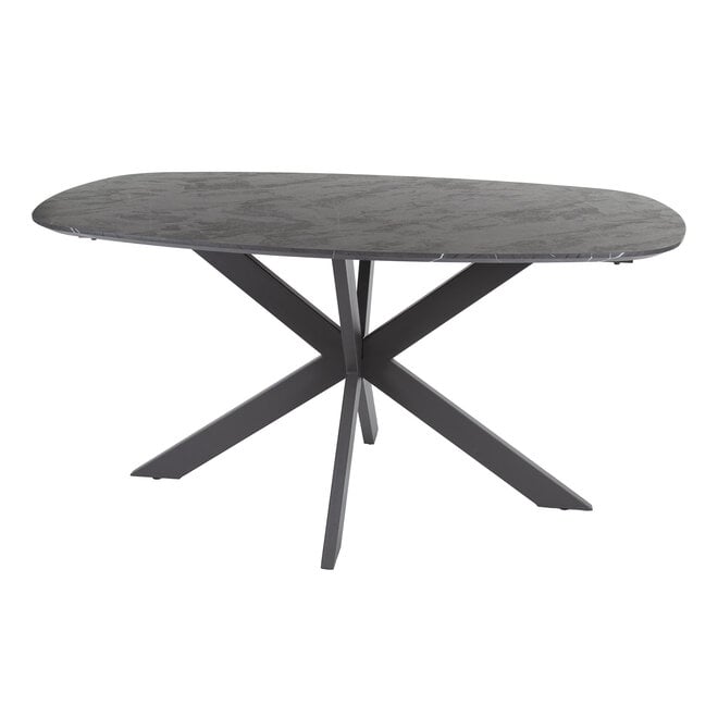 Eettafel Onyx Cross deens ovaal 150cm / 3D melamine graphite
