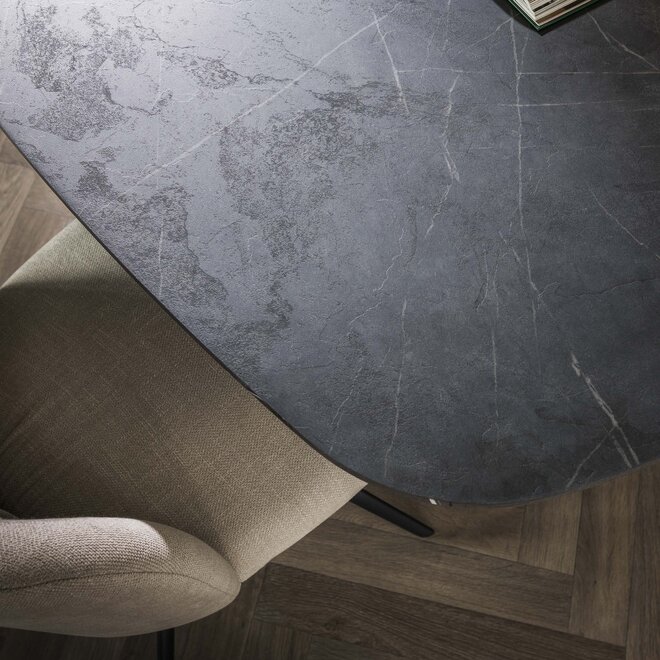Eettafel Onyx Cross deens ovaal 180cm / 3D melamine graphite