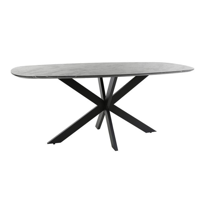Eettafel Onyx Cross deens ovaal 180cm / 3D melamine graphite
