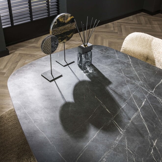 Eettafel Onyx Cross deens ovaal 215cm / 3D melamine graphite