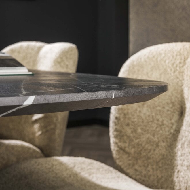 Eettafel Onyx Cross deens ovaal 215cm / 3D melamine graphite