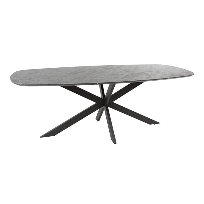 Eettafel Onyx Cross deens ovaal 215cm / 3D melamine graphite