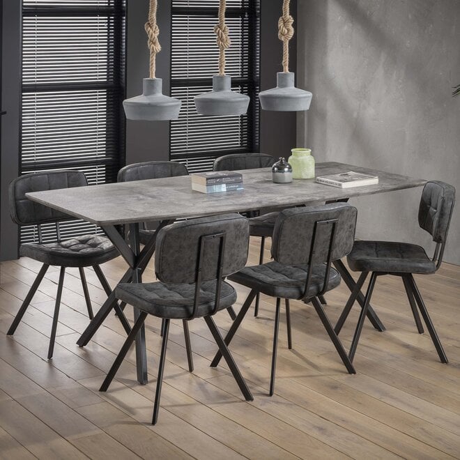 Eettafel ovaal blad 190cm / 3D beton grijs