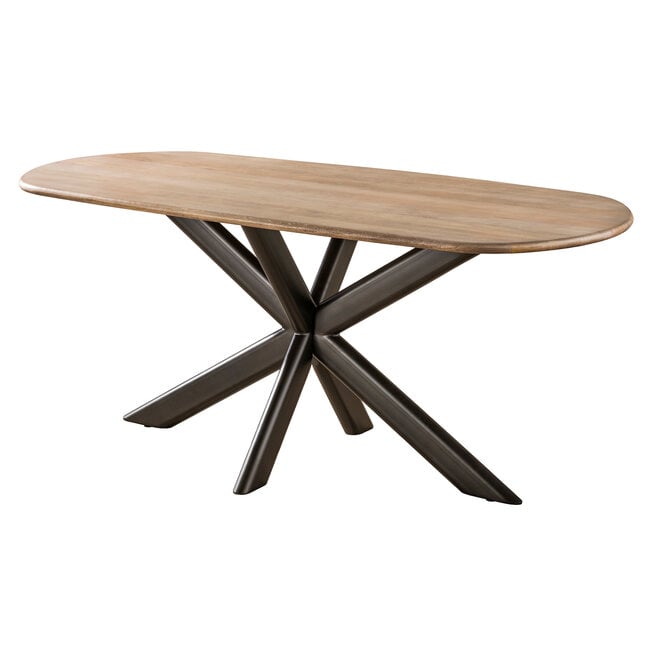 Eettafel Cliff ovale buis 180cm / Massief mango zand