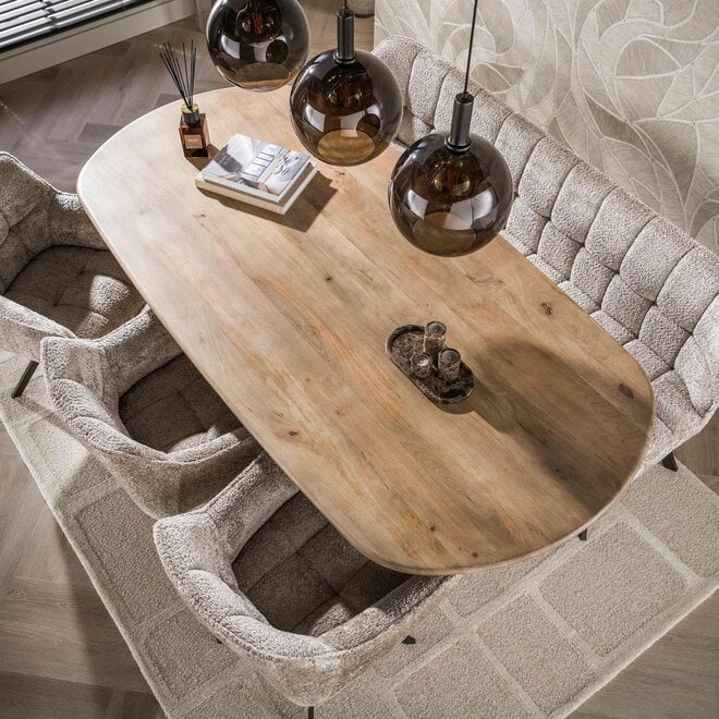 Eettafel Cliff ovale buis 215cm / Massief mango zand