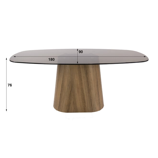 Eettafel Tinto Centro deens ovaal 180cm / Brons glas