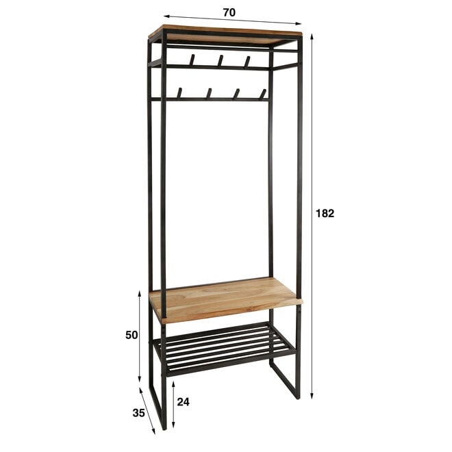 Garderobemeubel Edge / Massief acacia