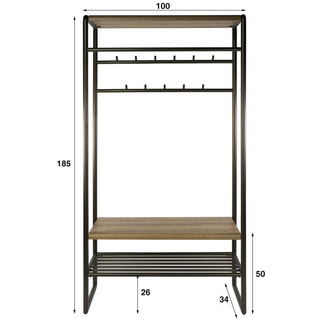 Garderobemeubel Luno 100cm / Drift brown