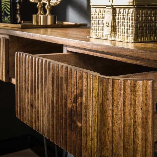 Hal-/kaptafel Wave 2 lades / Massief mango zand