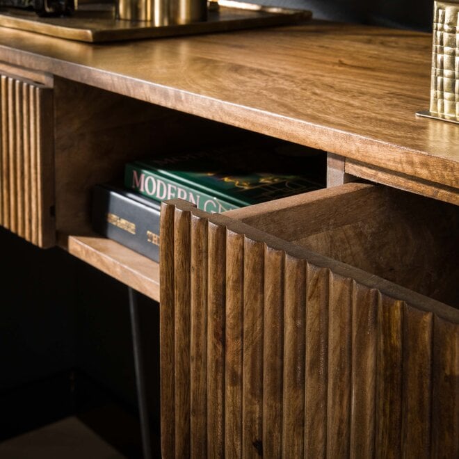 Hal-/kaptafel Wave 2 lades / Massief mango zand