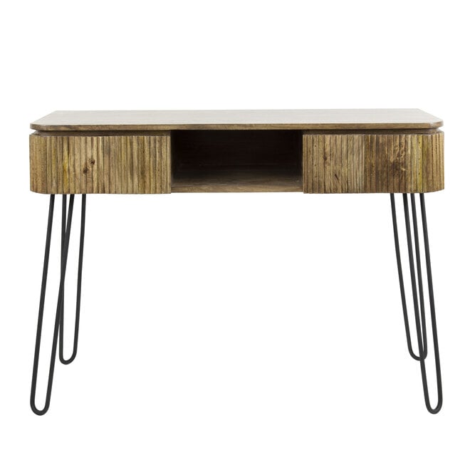 Hal-/kaptafel Wave 2 lades / Massief mango zand