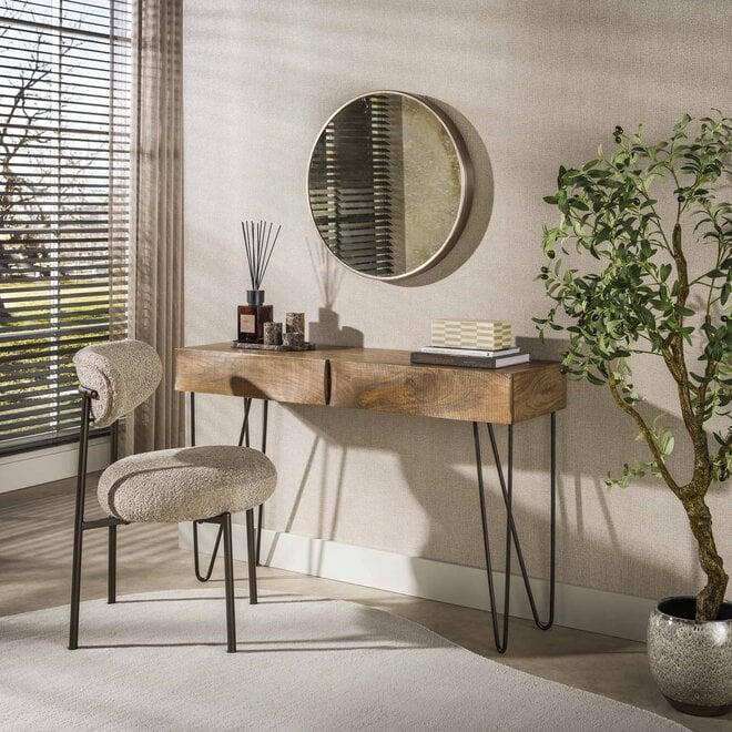 Hal-/kaptafel Ocean 2 lades / Massief mango zand