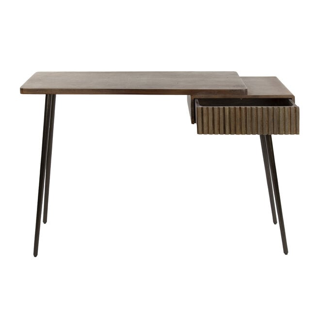 Hal-/kaptafel Carve 1 lade / Massief acacia bruin