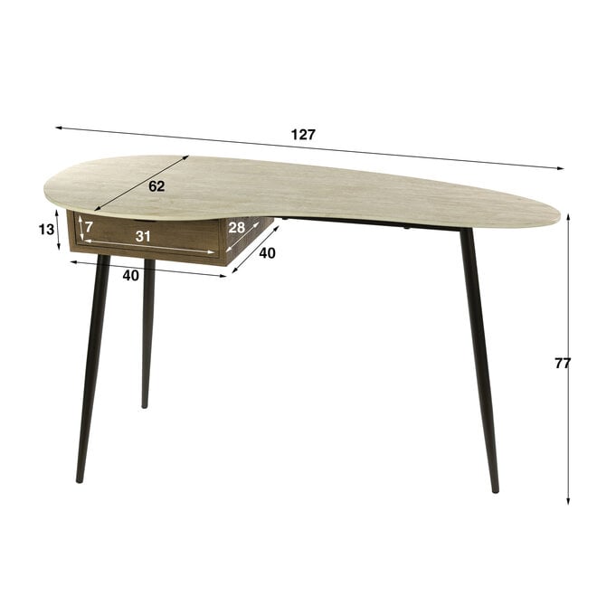 Kaptafel Travino 1 lade / Keramiek travertin