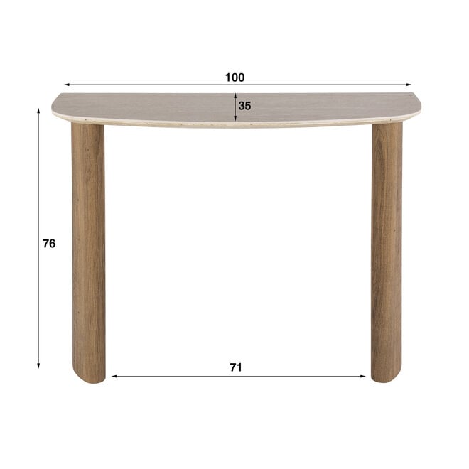 Hal-/kaptafel Romano Curvo / Keramiek travertin