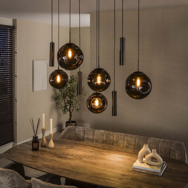 Hanglamp Stellar pendel 5+4-lichts / Sienna bruin