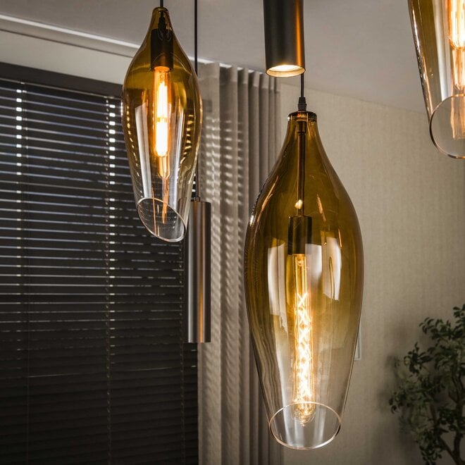 Hanglamp Cocoon pendel 4+3-lichts / Sienna bruin-shaded