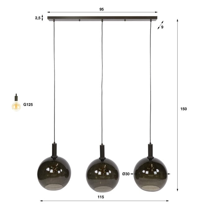 Hanglamp Sfera Tricolore 3-lichts / Sienna bruin