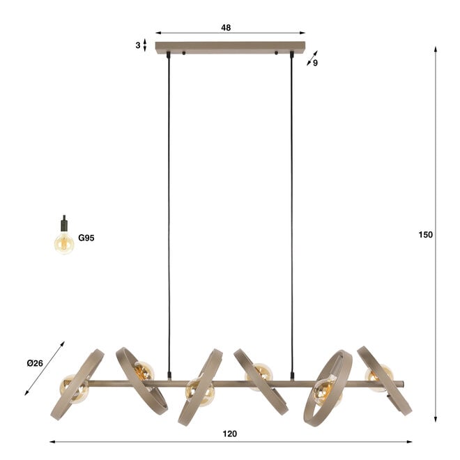 Hanglamp Hover 6-lichts / Beige