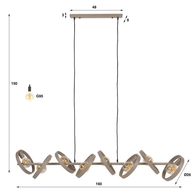 Hanglamp Hover 8-lichts / Beige