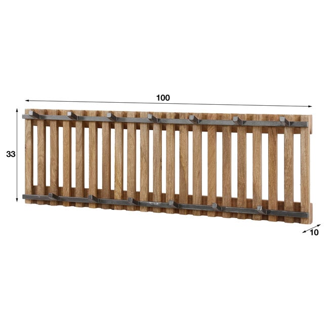 Kapstok Tweak 7+6 haken / Massief mango zand