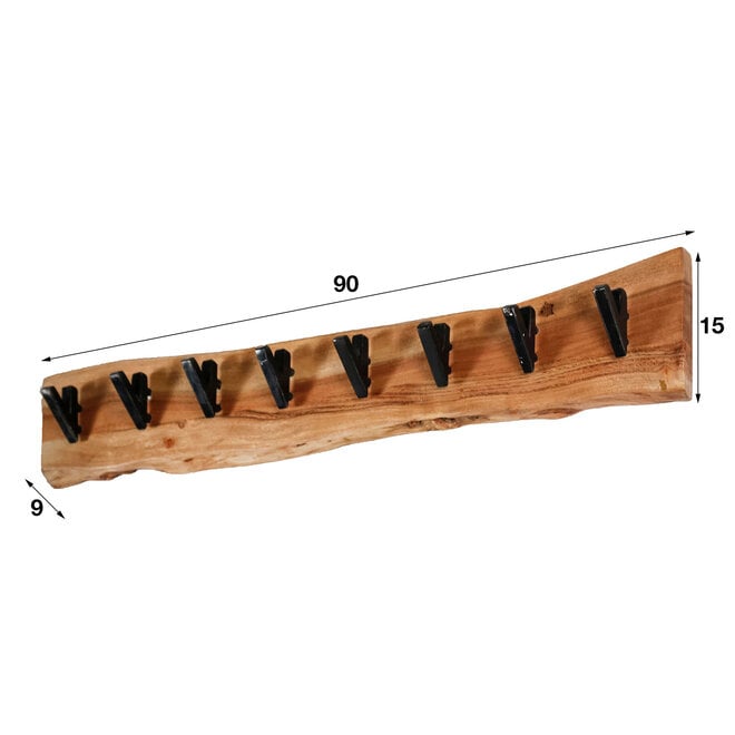 Kapstok Edge 8 haken / Massief acacia