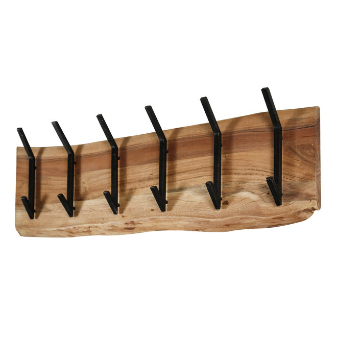 Kapstok Edge 2x6 haken / Massief acacia