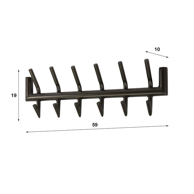 Kapstok Tubo 2x6 haken / Drift brown