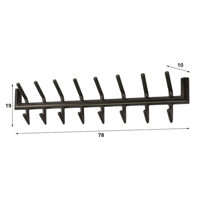 Kapstok Tubo 2x8 haken / Drift brown
