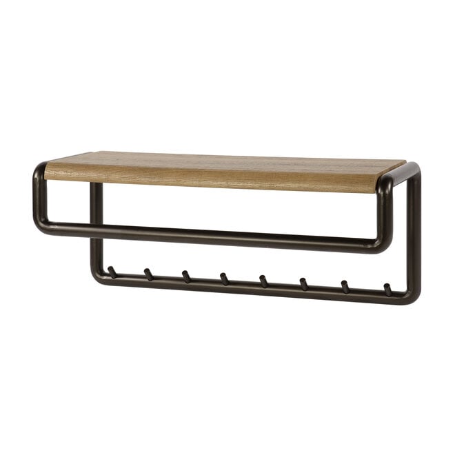 Kapstok Luno roede en hoedenplank 8 haken / Drift brown