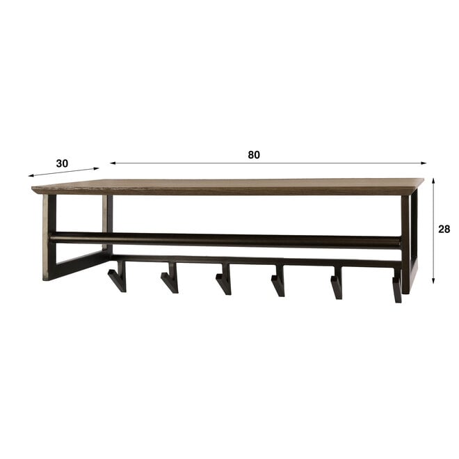 Kapstok Bruno 6 haken / Drift brown
