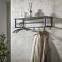 Kapstok Tenaro roede en hoedenplank 6 haken / 3D melamine graphite