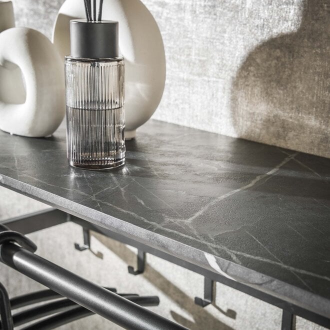 Kapstok Tenaro roede en hoedenplank 6 haken / 3D melamine graphite