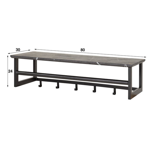 Kapstok Tenaro roede en hoedenplank 6 haken / 3D melamine graphite