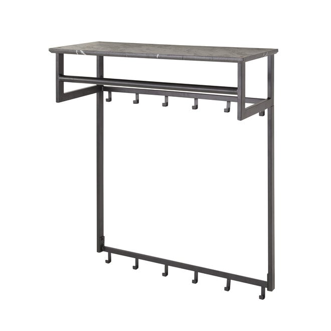 Kapstok Tenaro roede en hoedenplank 2x6 haken / 3D melamine graphite
