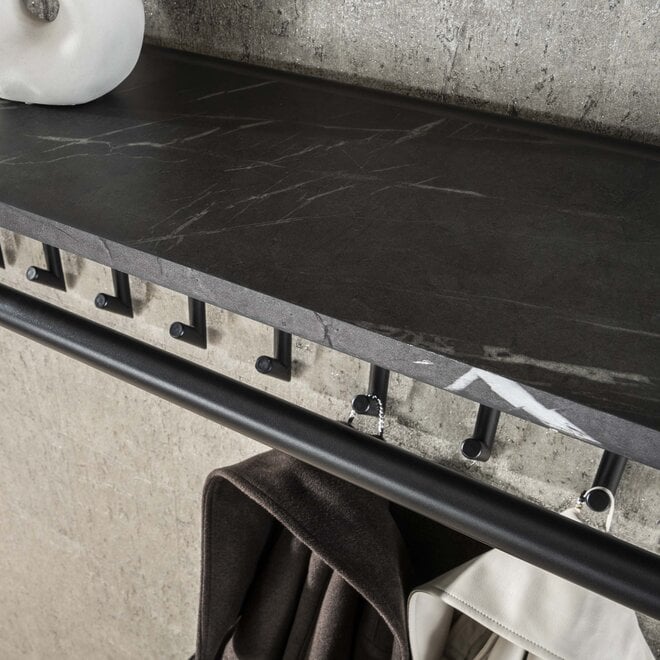 Kapstok Tenaro roede en hoedenplank 10 haken / 3D melamine graphite