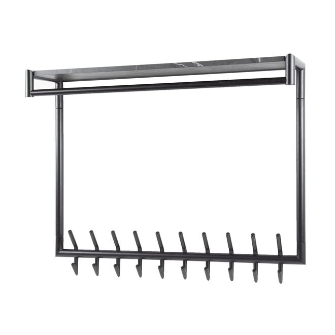 Kapstok Tenaro hoog roede en hoedenplank 2x10 haken / 3D melamine graphite