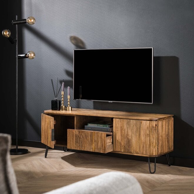 TV-meubel Wave 1 lade + 2 deuren / Massief mango zand