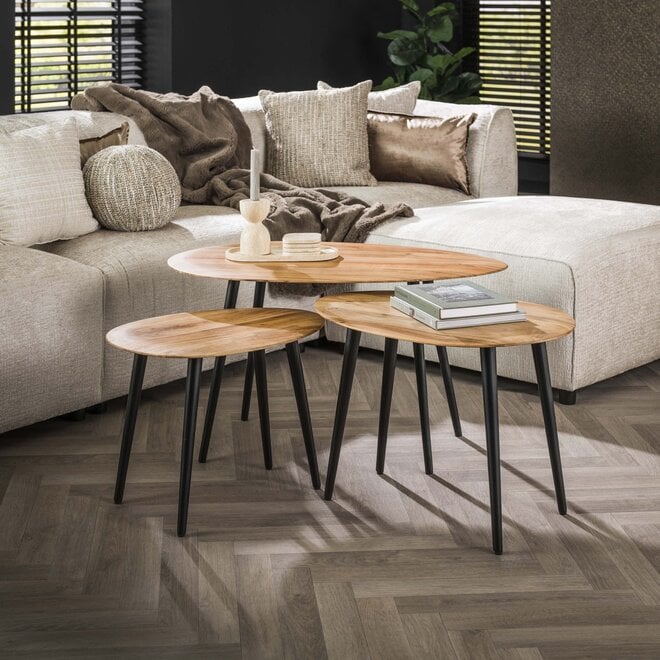 Salontafel Organic set van 3 / Massief acacia
