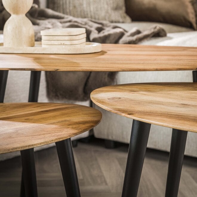 Salontafel Organic set van 3 / Massief acacia