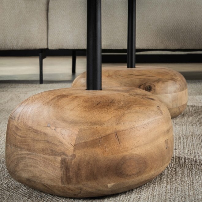 Salontafel driehoekig set van 2 / Massief acacia