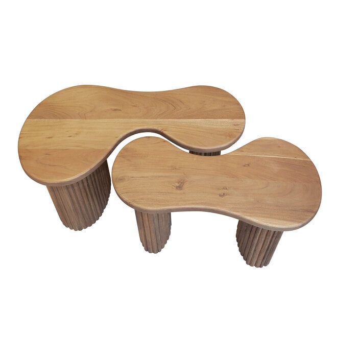 Salontafel Fuse set van 2 / Massief acacia