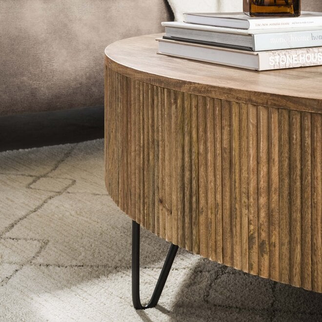 Salontafel Wave Ø120cm / Massief mango zand