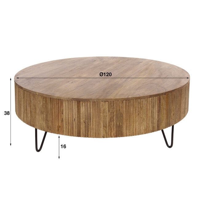 Salontafel Wave Ø120cm / Massief mango zand