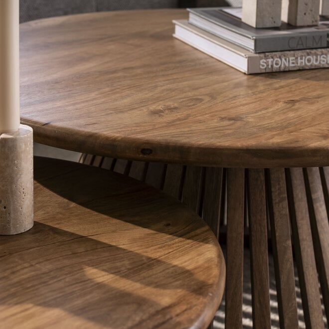 Salontafel Tweak Cone set van 2 / Massief mango zand