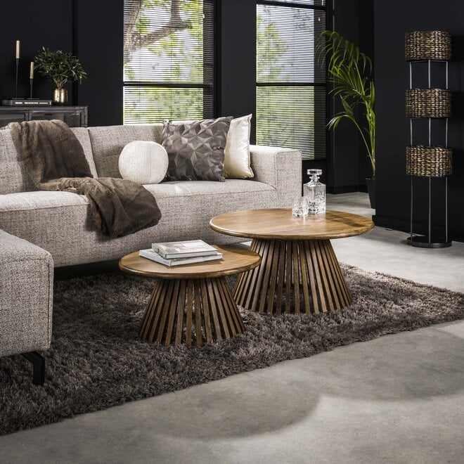 Salontafel Tweak Cone set van 2 / Massief mango zand