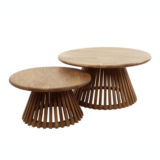 Salontafel Tweak Cone set van 2 / Massief mango zand