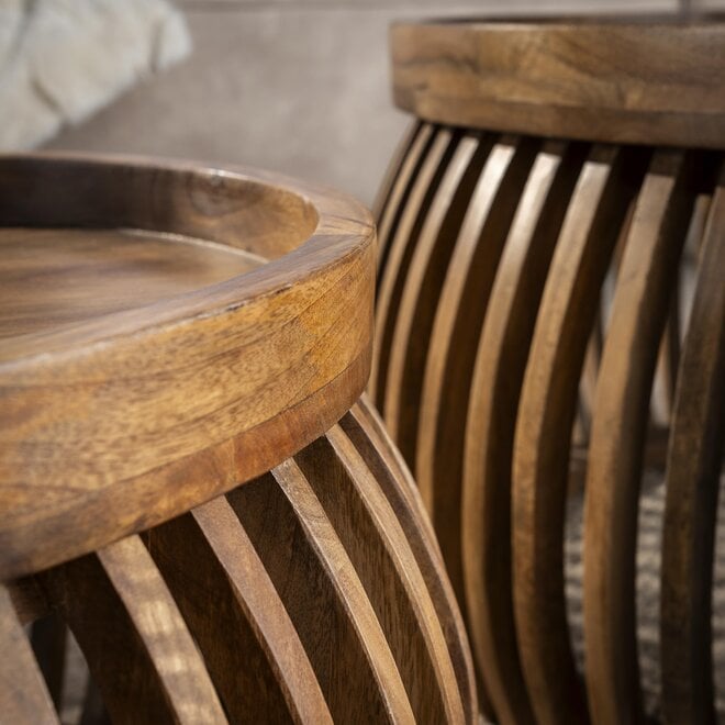Salontafel Tweak Curve set van 2 / Massief mango zand
