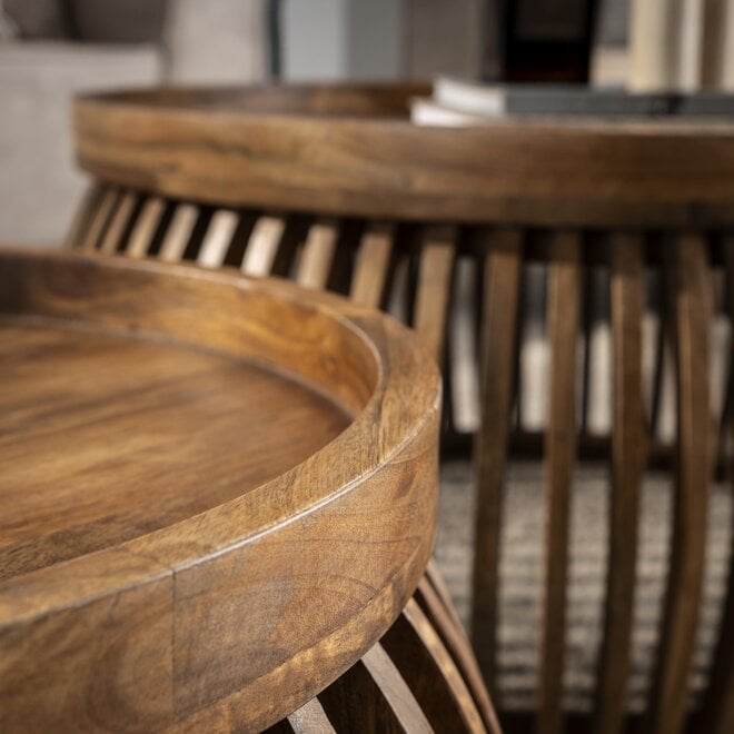 Salontafel Tweak Curve set van 2 / Massief mango zand