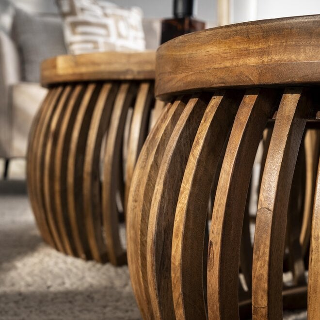 Salontafel Tweak Curve set van 2 / Massief mango zand
